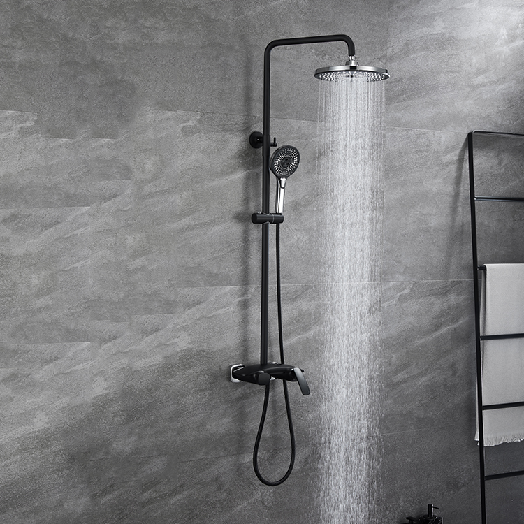 Гостиничная настенная матовая черная латунная ванная комната, открытая дождевая душевая колонна, наборы смесителей для смесителей, набор для душа