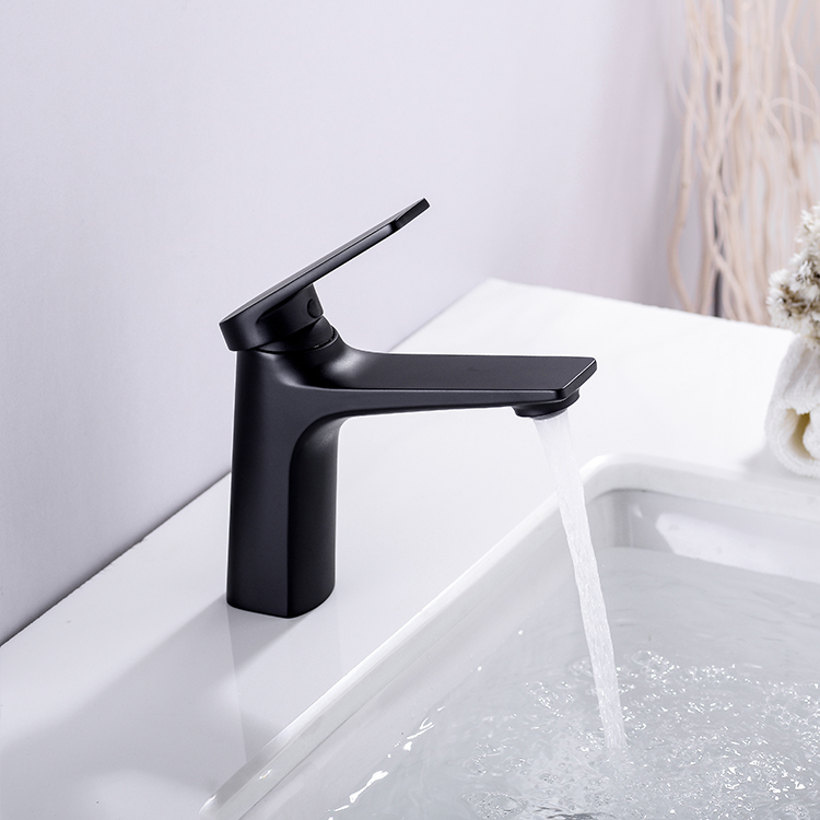 Современный матовый черный с одной ручкой, одно отверстие, установленный на палубе, смеситель для умывальника, смеситель для ванной комнаты