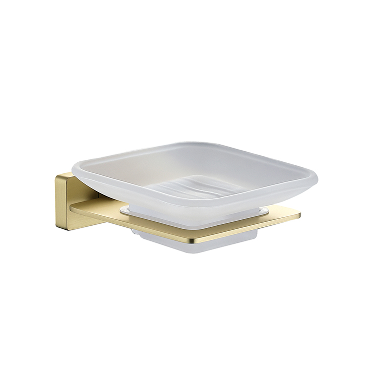 Оптовый отель оборудования для ванной комнаты настенный латунный золотой стеклянный держатель для мыльницы
