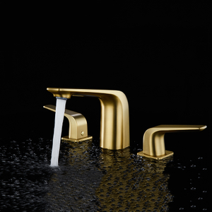 2021 Современный двухрычажный смеситель для раковины с двойной ручкой, установленный на палубе, 8 дюймов, широко распространенный матовый золотой смеситель для ванной комнаты