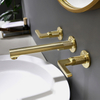 Guangdong Brass Горячая и холодная вода матовая Золотая двойная ручка 3 отверстия настенный смеситель для ванной комнаты
