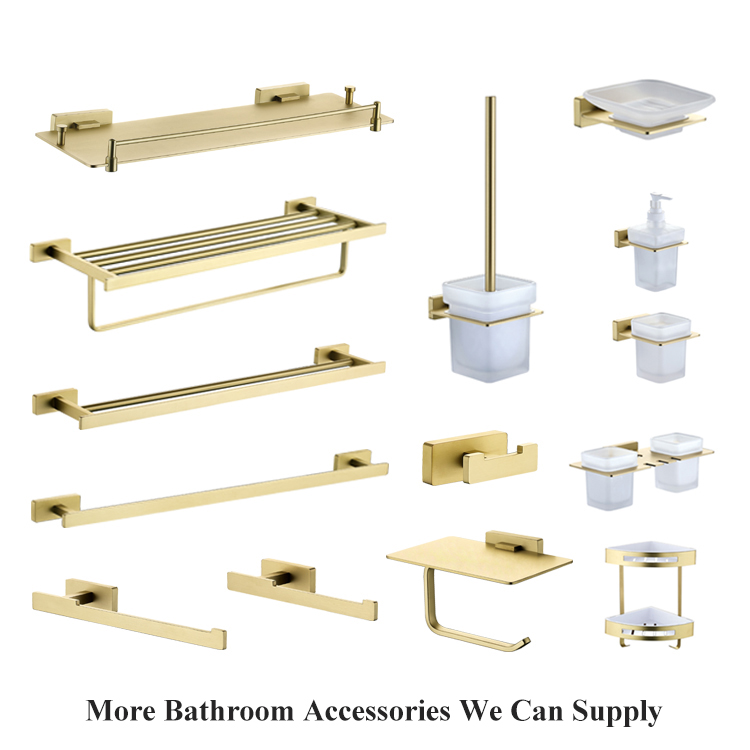 Аксессуары ванной комнаты золота современной гостиницы почищенные щеткой медью установленный стеной держатель туалетной щетки очищая