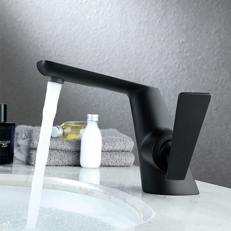 Оптовый латунный однорычажный кран с одним отверстием, черный смеситель для ванной комнаты с горячей и холодной водой, смеситель для раковины