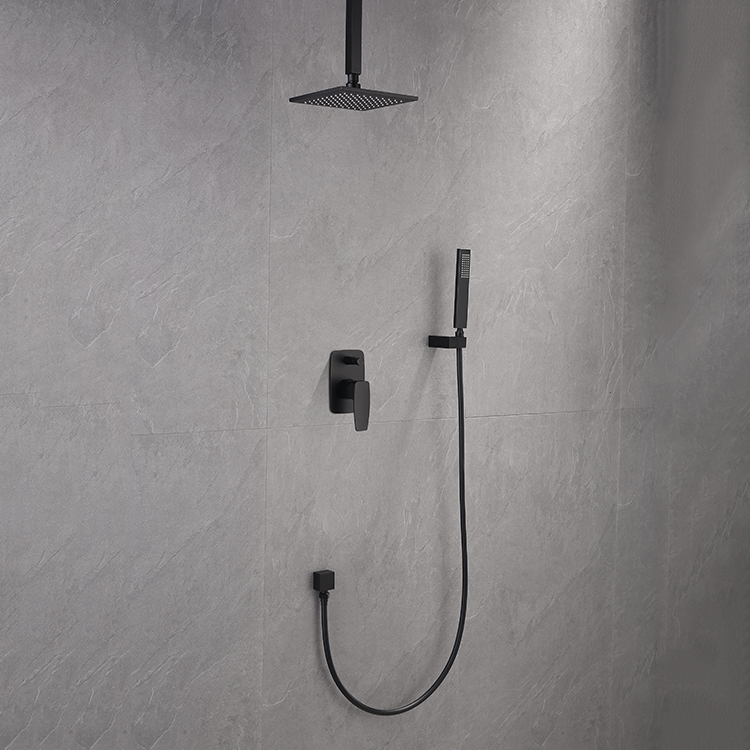 Современный черный набор для душа в ванной комнате с настенным квадратным скрытым смесителем для душа с осадками