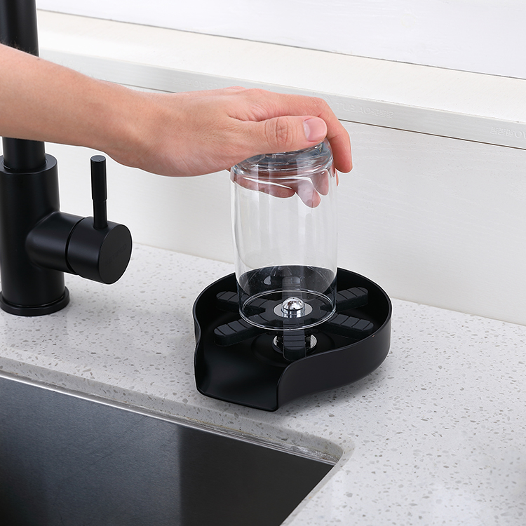 Матовая черная нержавеющая сталь 304, автоматическая мойка для чашек, ополаскиватель для стекла, инструмент для очистки ополаскивателя для кухонных раковин, стеклянная чашка