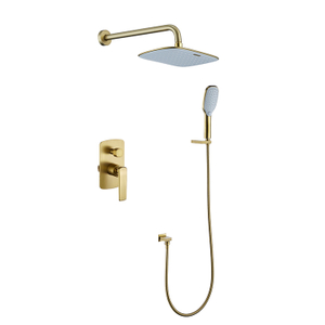Матовый золотой смеситель для душа с горячей и холодной водой для ванной комнаты в настенном наборе для скрытого дождя