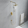 Золотой настенный комплект для душевой системы с дождевым душем, скрытый смеситель для душа с водопадом для ванной комнаты