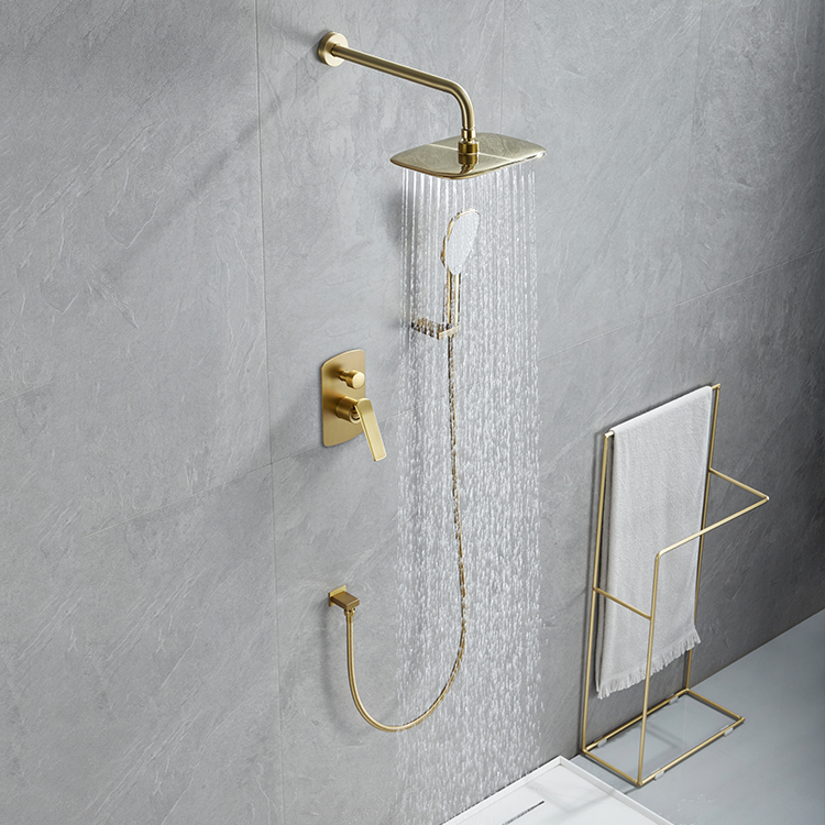 Золотой настенный комплект для душевой системы с дождевым душем, скрытый смеситель для душа с водопадом для ванной комнаты