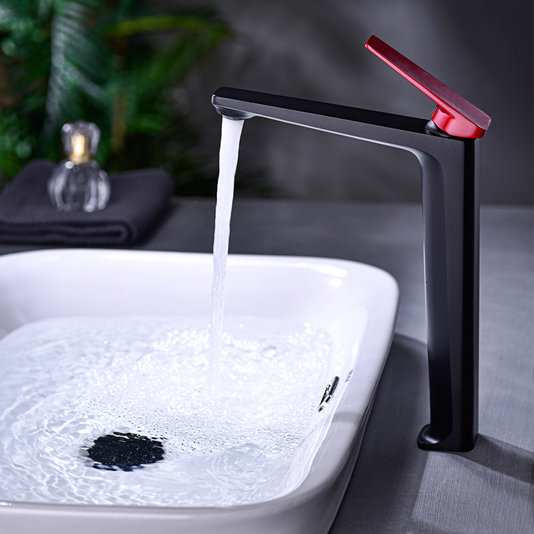 Коммерческий матовый черный тщеславие Высокий смеситель для ванной комнаты Смеситель для умывальника