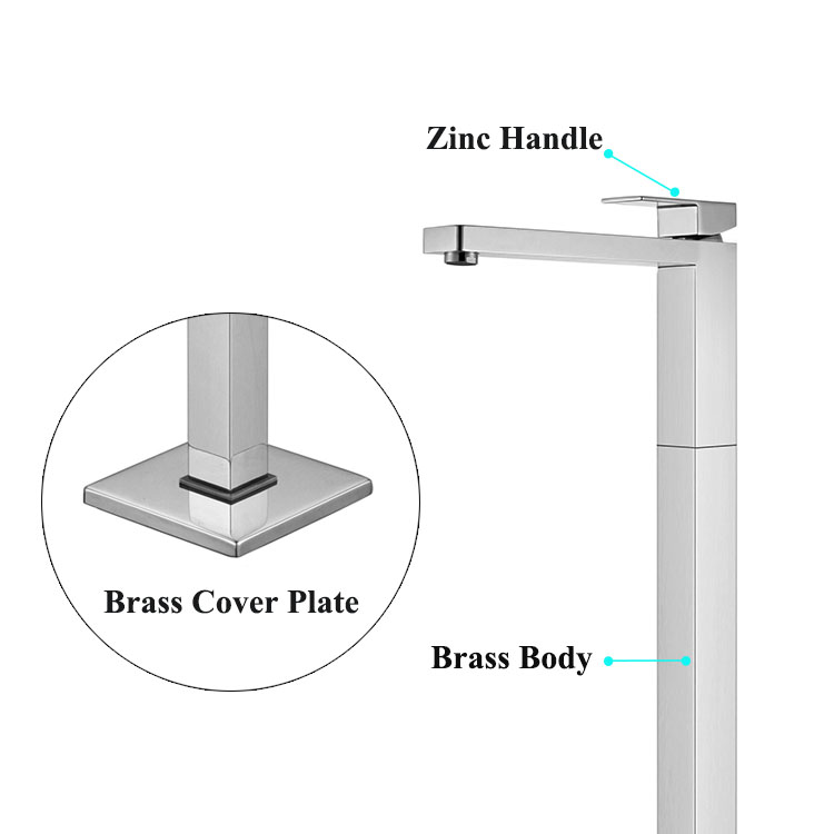 Одноручный латунный отдельно стоящий напольный смеситель для ванны и душа Ванная комната Отдельностоящий смеситель для ванны