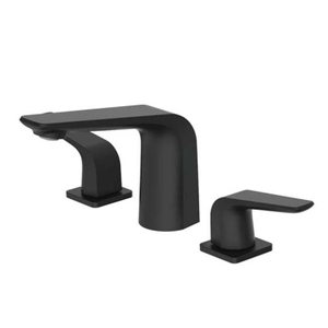 Современный матовый черный смеситель для раковины с двойной ручкой, латунный смеситель для раковины для ванной комнаты